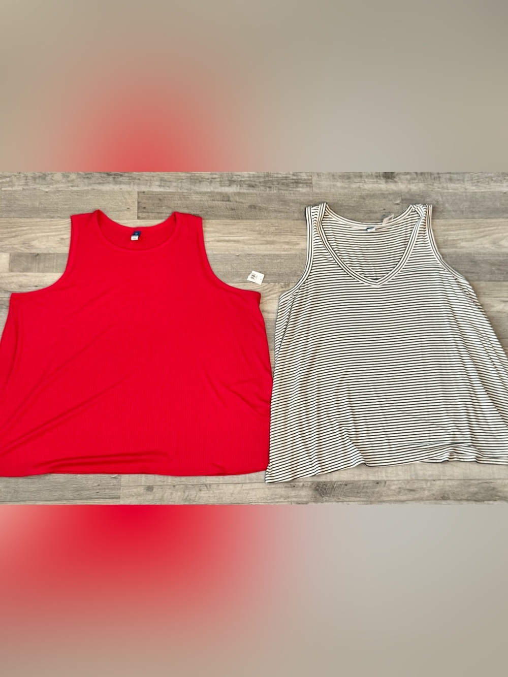 Old Navy NWT Luxe tank bundle black white stripe red ribbed size XXL A21